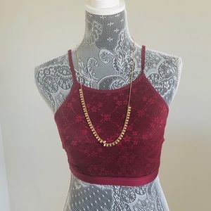 Burgundy Lace Bralett/Croptop